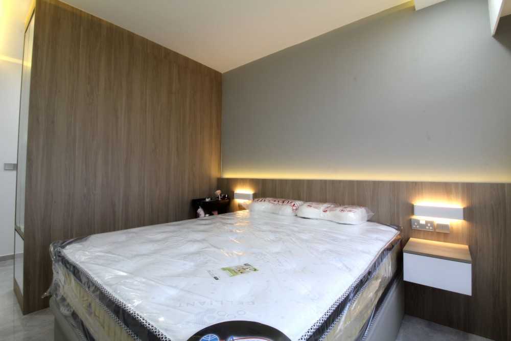 Scandinavian Bedroom with Built-in Bed and Bed