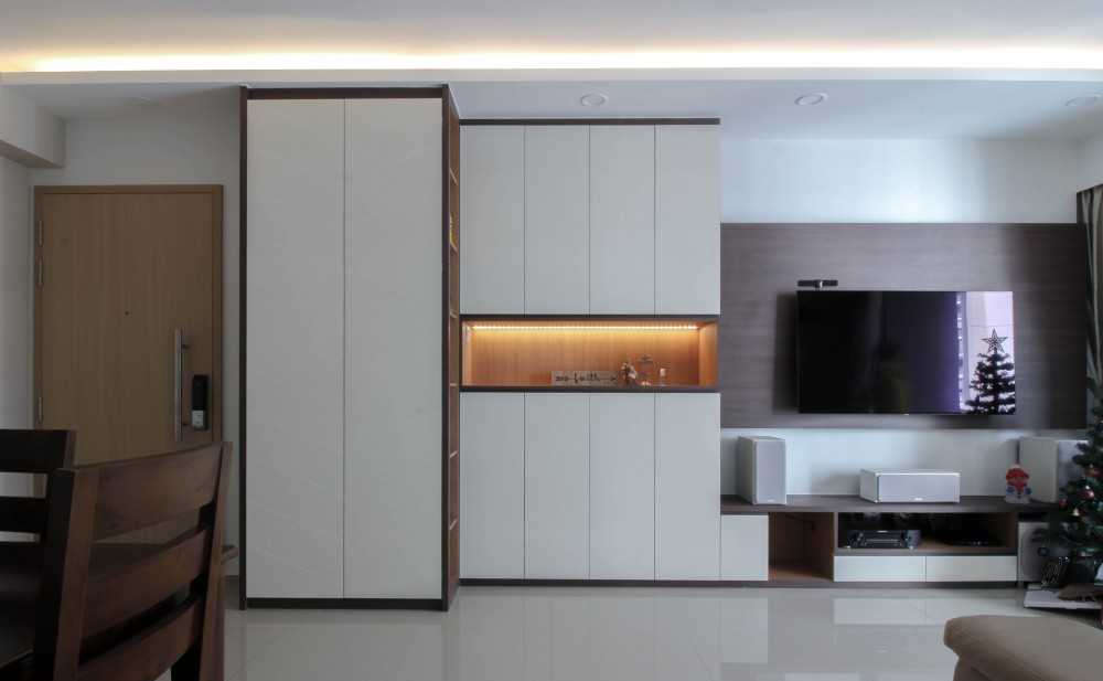 Contemporary Living Room with Feature Wall and Cove Lighting