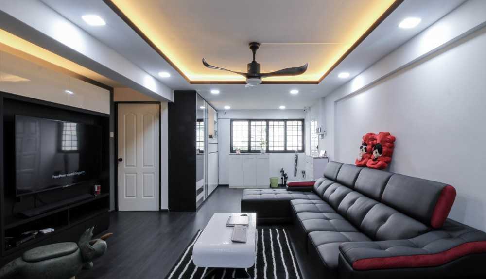 Modern Living Room with Vinyl Flooring and TV Console