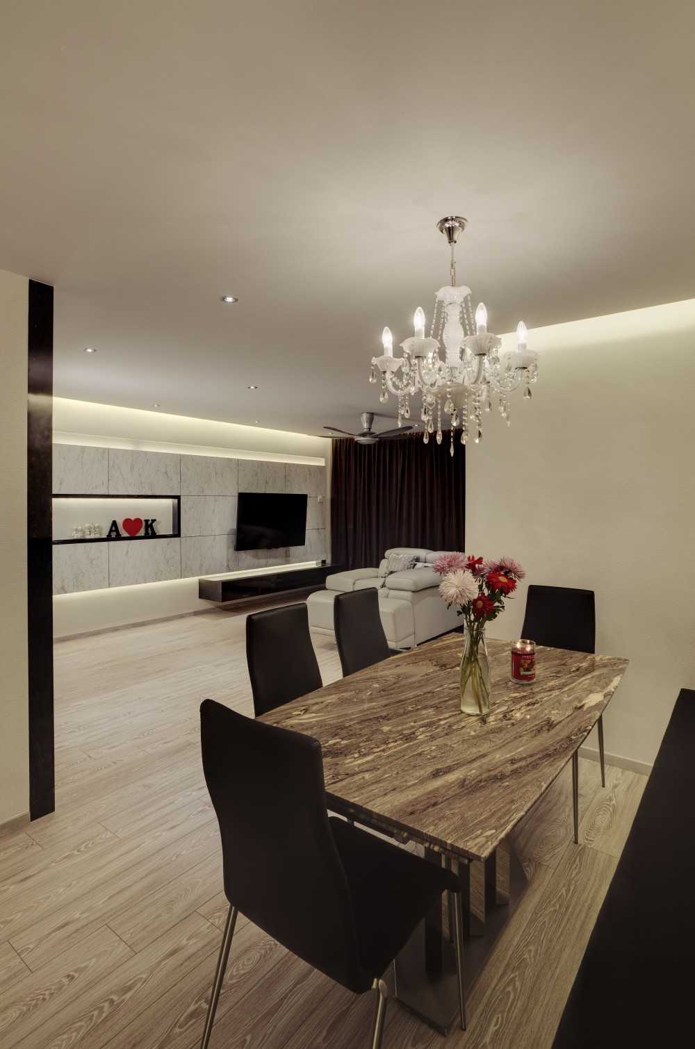 Contemporary Living Room with Vinyl Flooring and TV Console