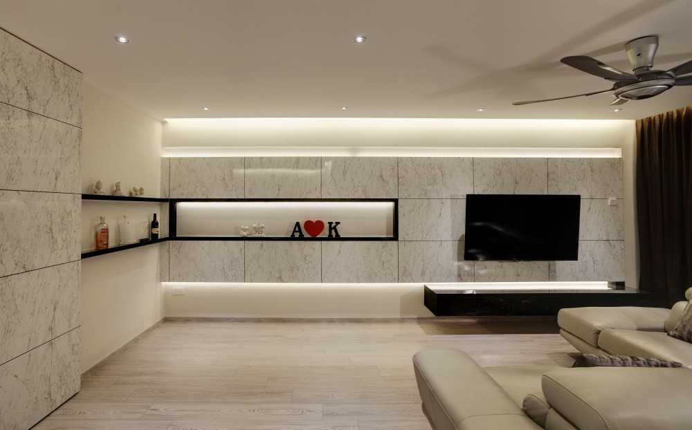 Contemporary Living Room with Vinyl Flooring and TV Console