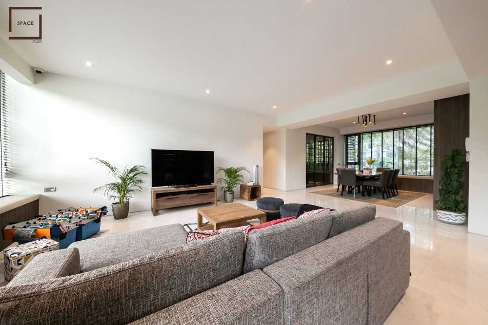 Contemporary Living Room with TV Console and Sofa