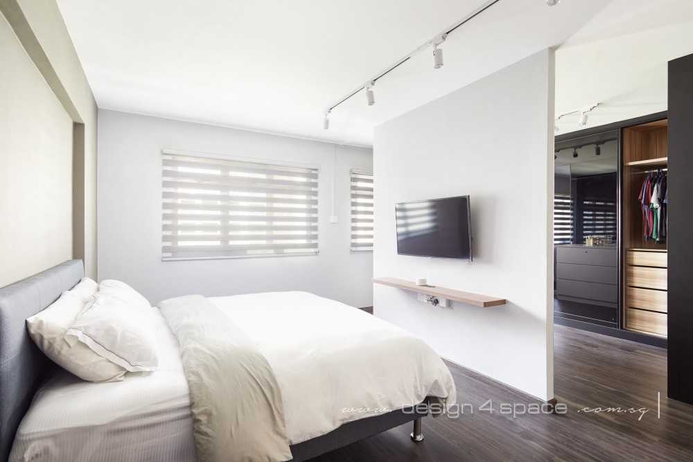 Minimalist Bedroom with Built-in Bed and Queen Bed
