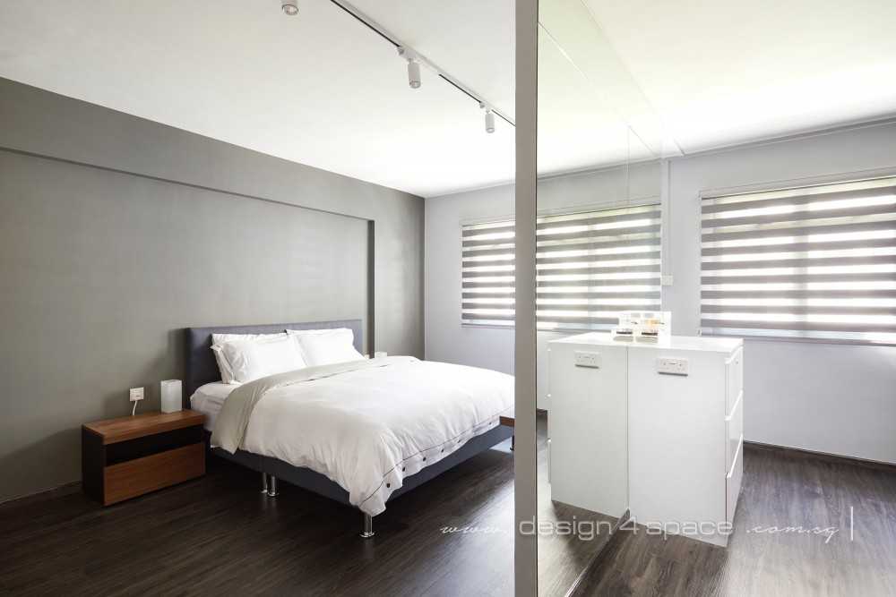 Minimalist Bedroom with Drop Ceiling and Ceiling Light