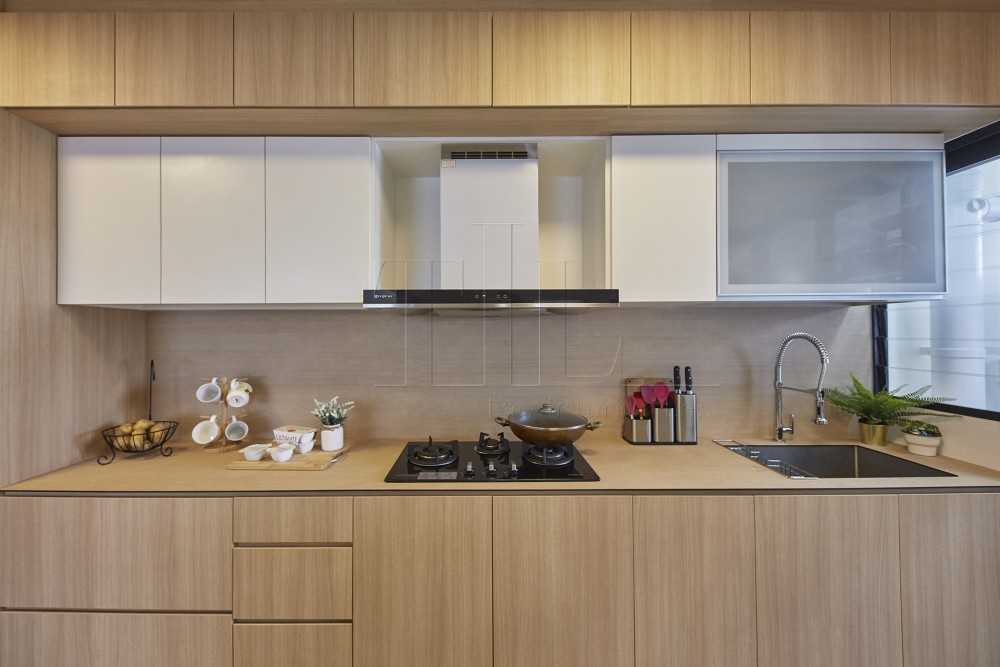 Minimalist Kitchen with Countertop and Feature Wall