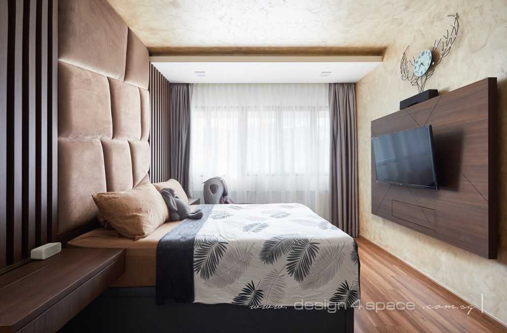 Modern Bedroom with Wood Flooring and Cove Lighting