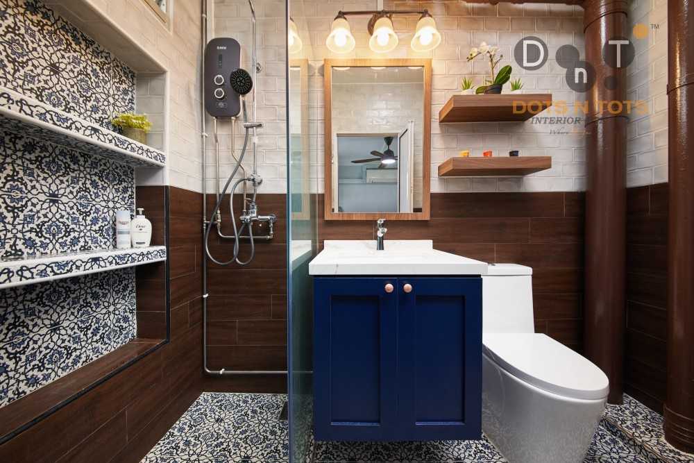 Country Bathroom with Herringbone Tiling and Flooring