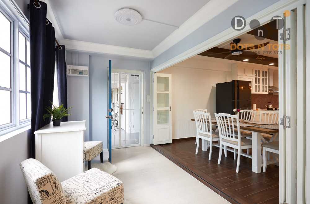 Country Dining Room with Ceiling Light and Downlights