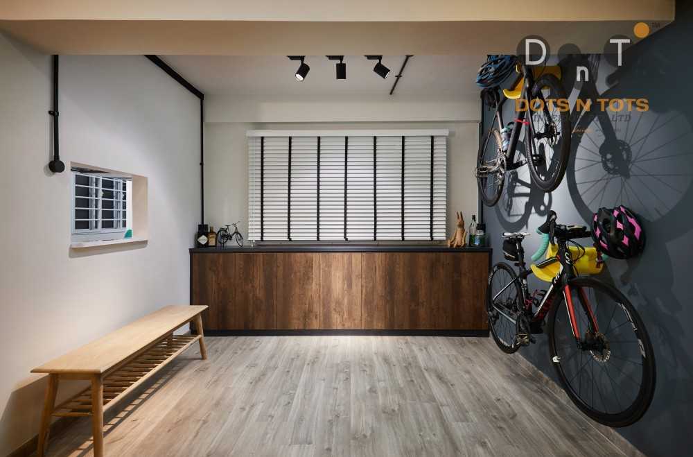 Industrial Living Room with Feature Wall and Ceiling Light
