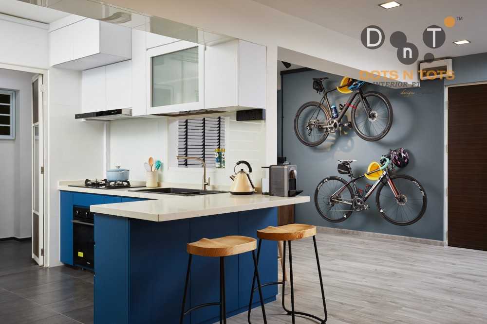 Industrial Kitchen with Kitchen Window and Open Kitchen