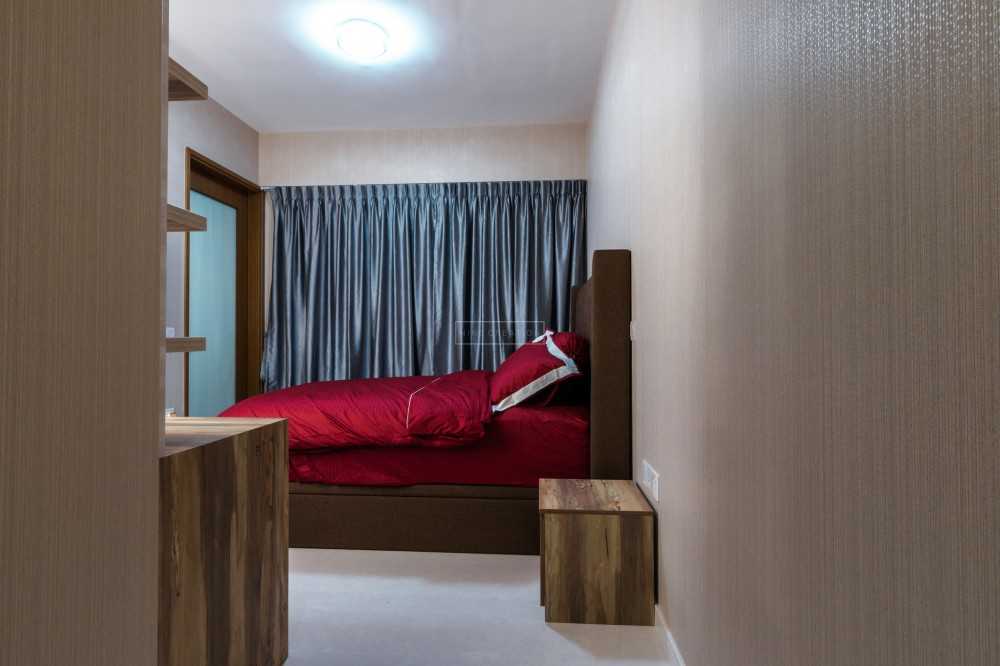 Modern Bedroom with Ceiling Light and Wallpaper