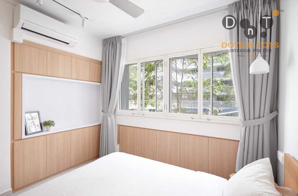 Minimalist Bedroom with Parquet Floor and Drop Ceiling
