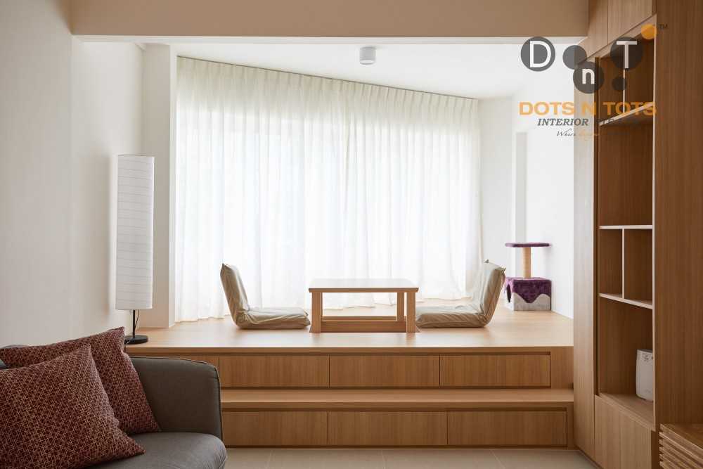 Minimalist Living Room with Wood Flooring and Feature Wall