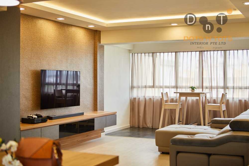 Modern Living Room with TV Console and Ceiling Light