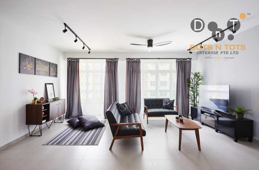 Scandinavian Living Room with Wood Flooring and TV Console