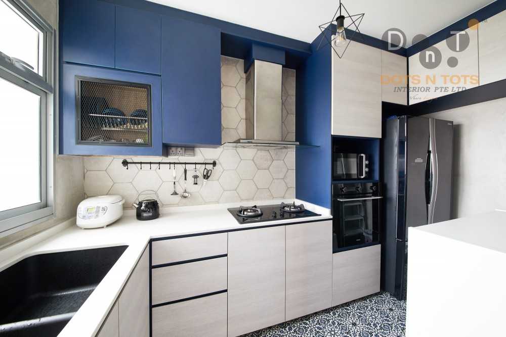 Industrial Kitchen with Homogeneous Tiles and Kitchen Window