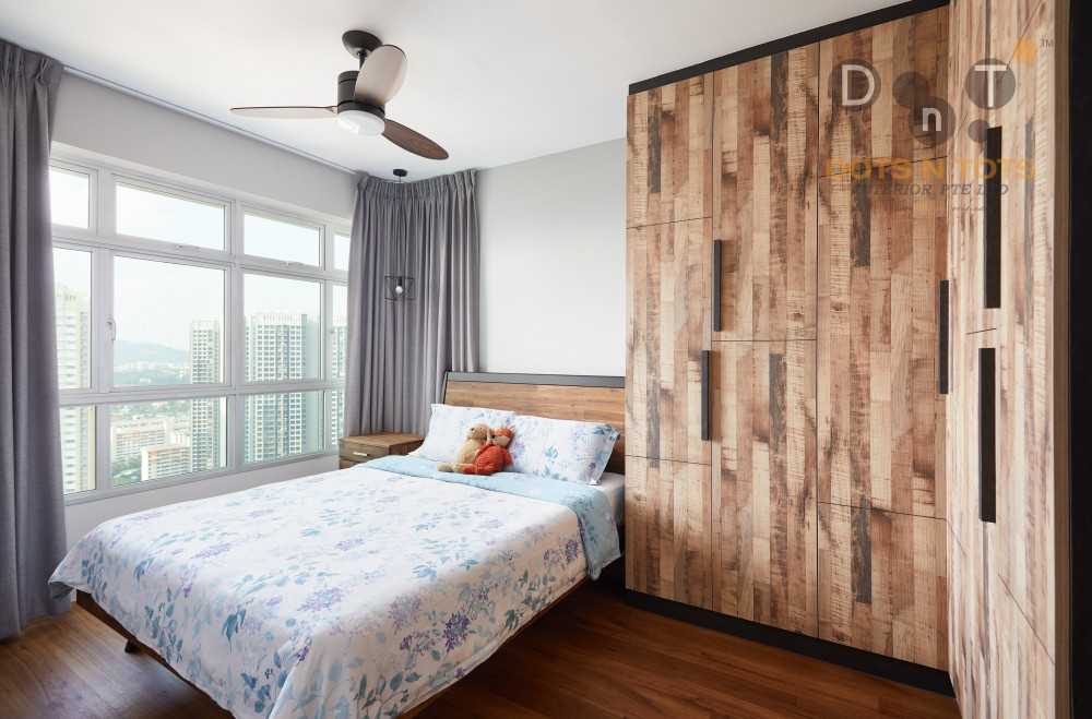 Industrial Bedroom with Ceiling Light and Wardrobe