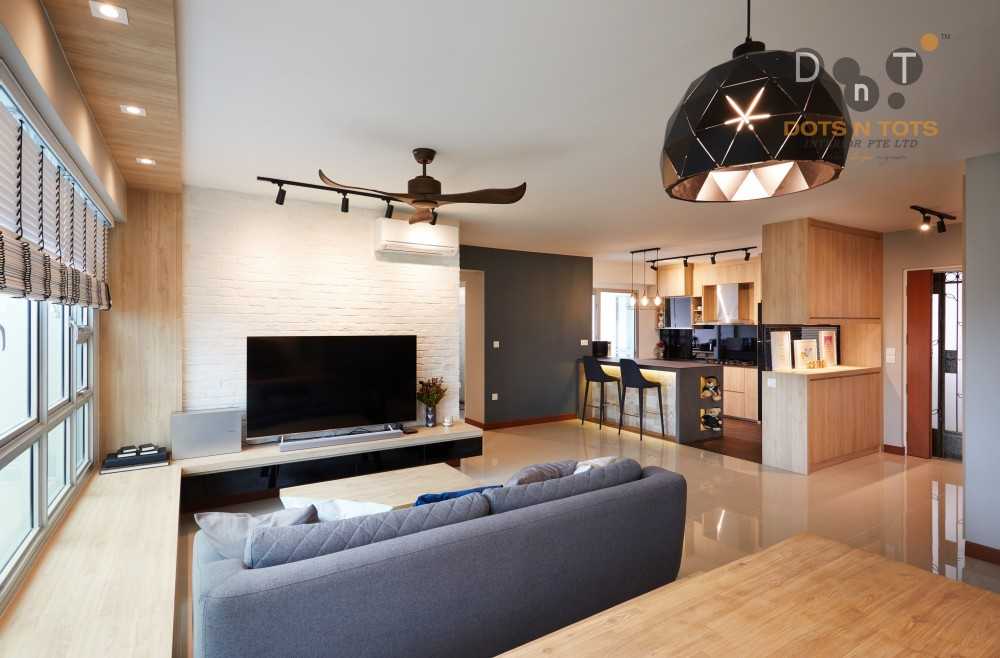 Contemporary Living Room with Wood Flooring and TV Console