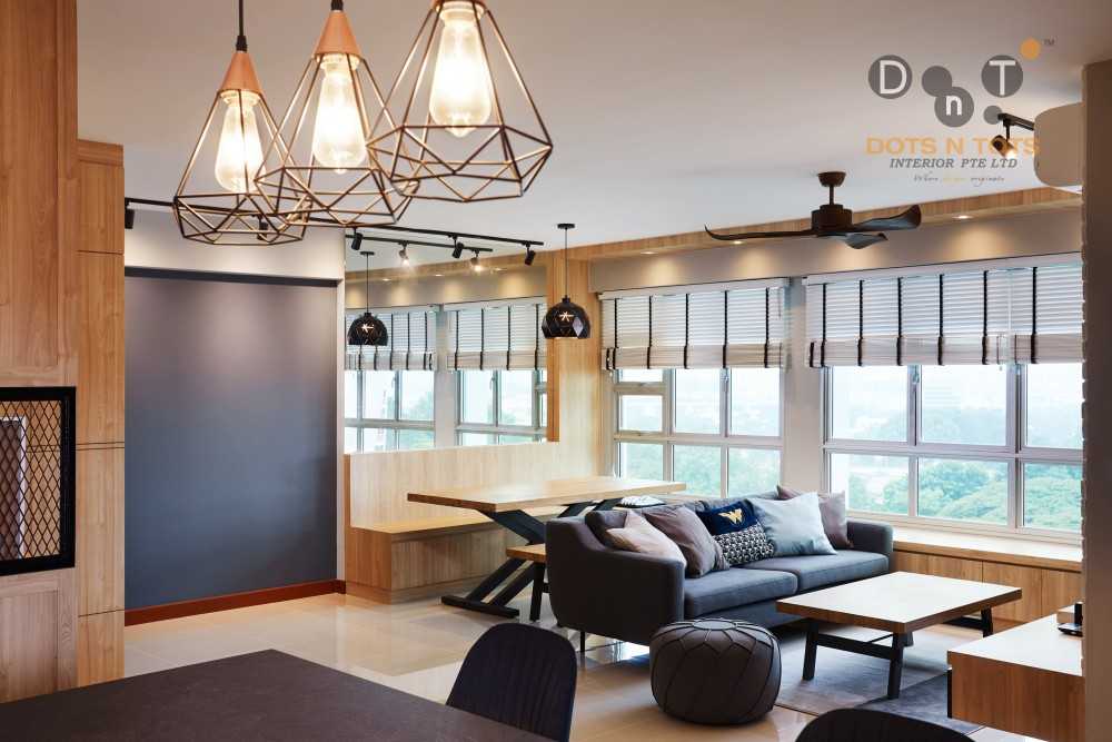Contemporary Dining Room with Drop Ceiling and Downlights