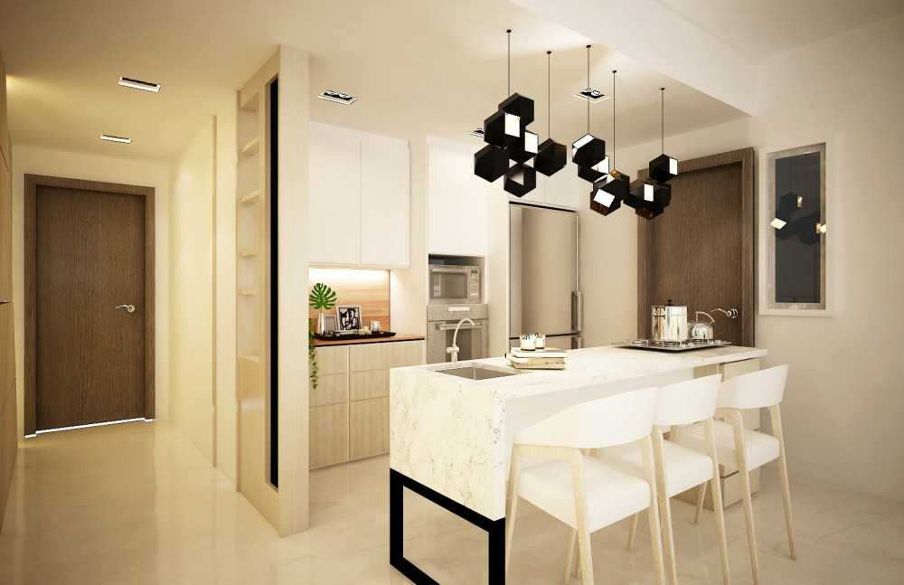 Contemporary Kitchen with Countertop and Homogeneous Tiles