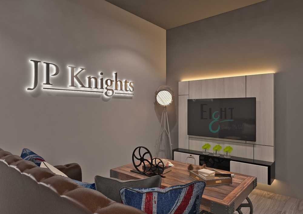 Industrial Hallway with TV Console and Feature Wall