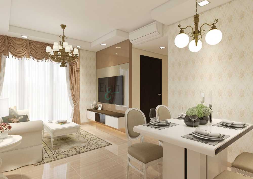 Scandinavian Living Room with TV Console and Wallpaper