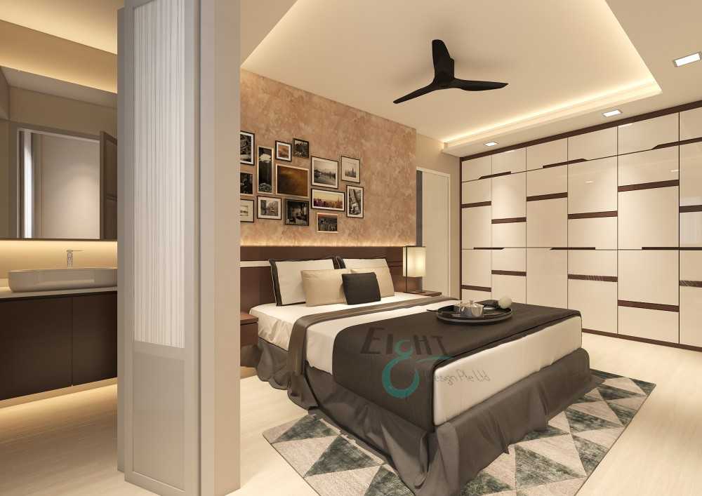 Contemporary Bedroom with Drop Ceiling and Wardrobe
