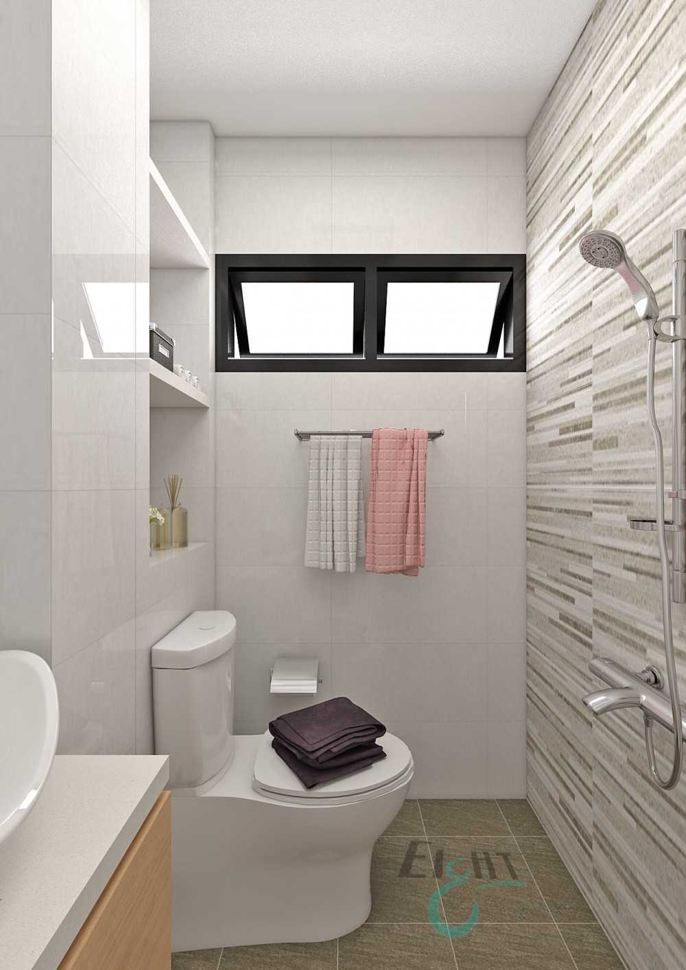 Contemporary Bathroom with Homogeneous Tiles and Bathroom Accessories
