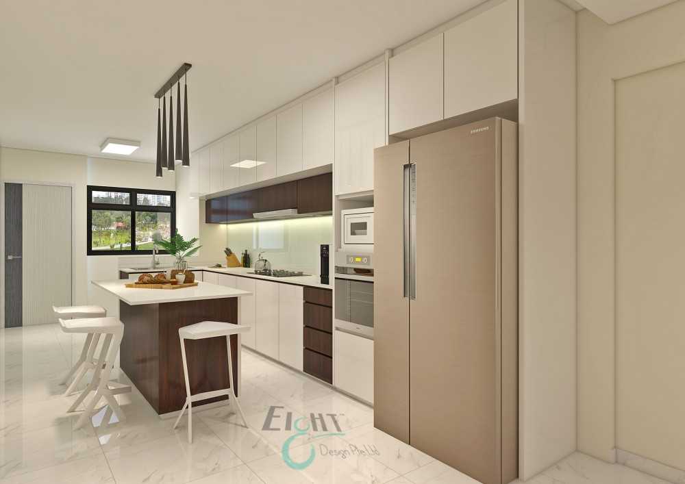 Contemporary Kitchen with Countertop and Breakfast Counter