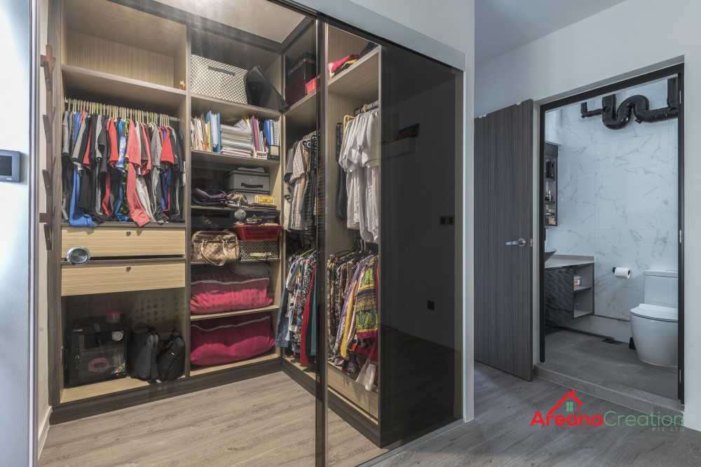 Contemporary Walk-in Wardrobe with Mirror and Wardrobe