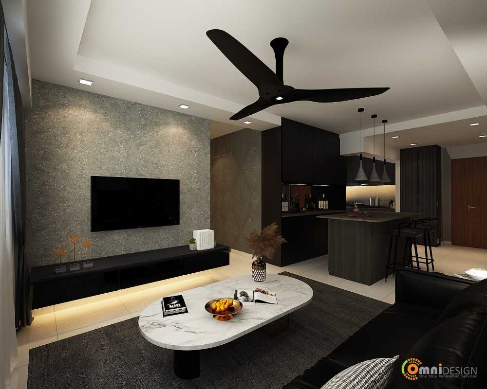 Contemporary Living Room with TV Console and Feature Wall