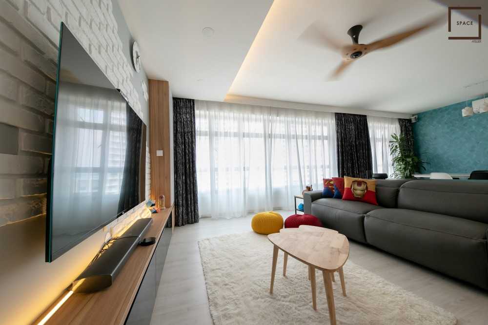 Scandinavian Living Room with TV Console and Ceiling Light