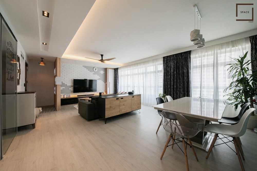 Scandinavian Living Room with Vinyl Flooring and Sofa