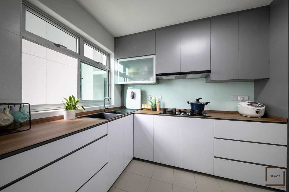 Scandinavian Kitchen with Kitchen Window and Cupboard