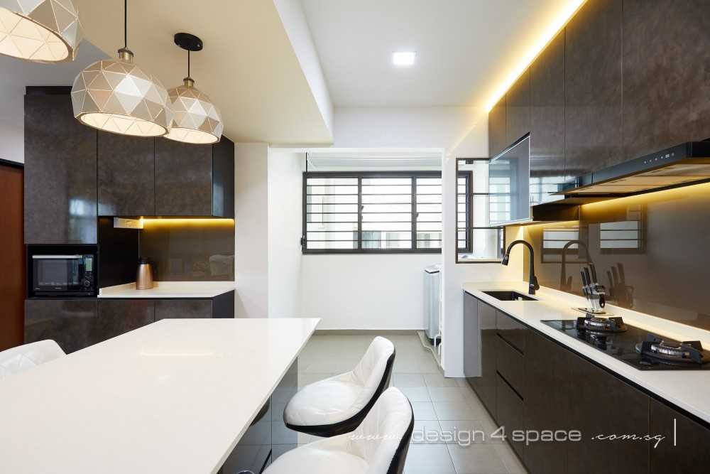 Modern Kitchen with Wood Flooring and Kitchen Window