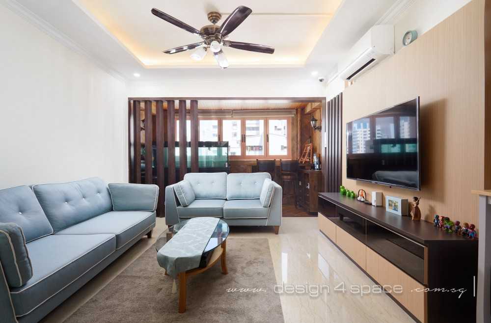 Transitional Living Room with Granite Floor and TV Console