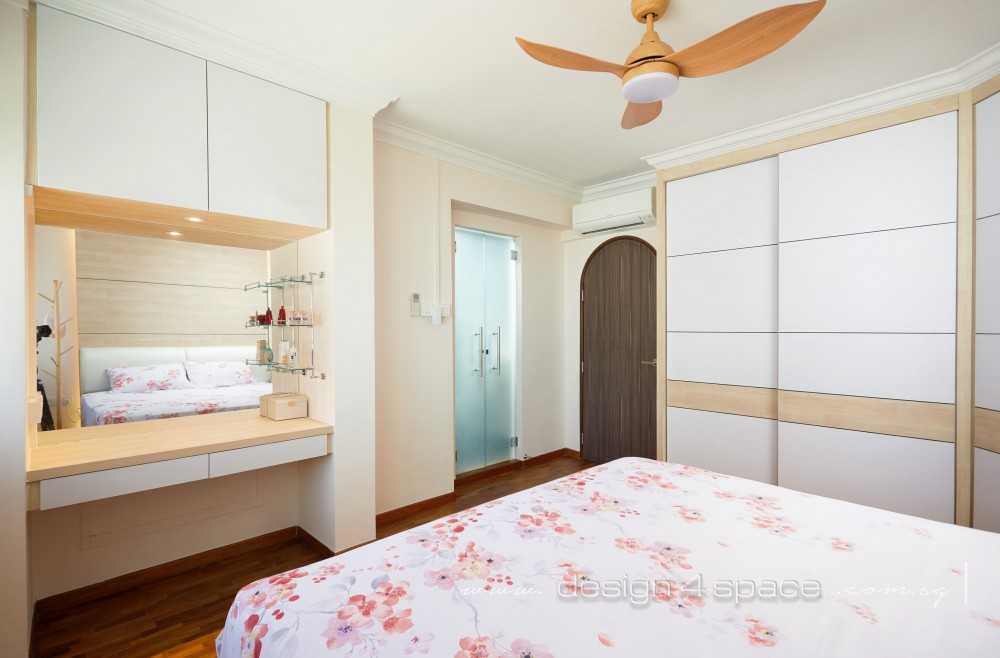 Transitional Bedroom with Wardrobe and Downlights