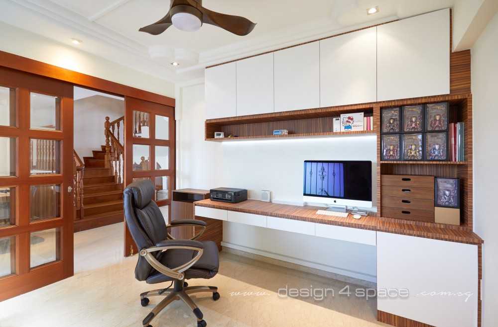 Transitional Home Office with Desk and Desk Chairs