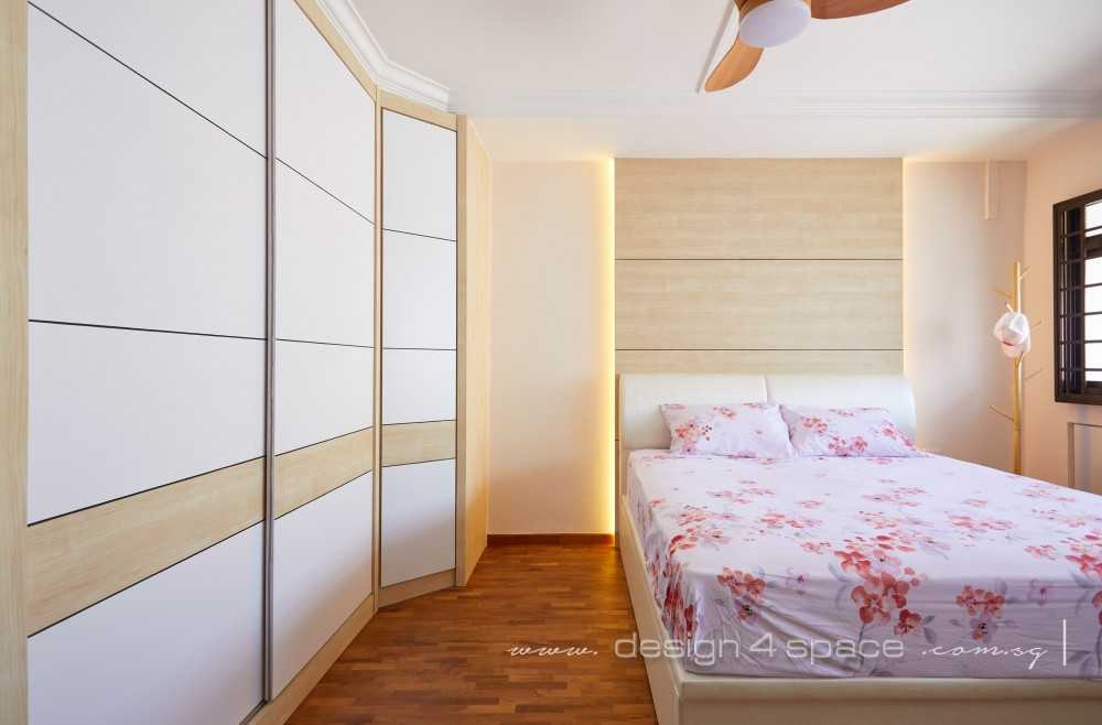Transitional Bedroom with Parquet Floor and Wardrobe