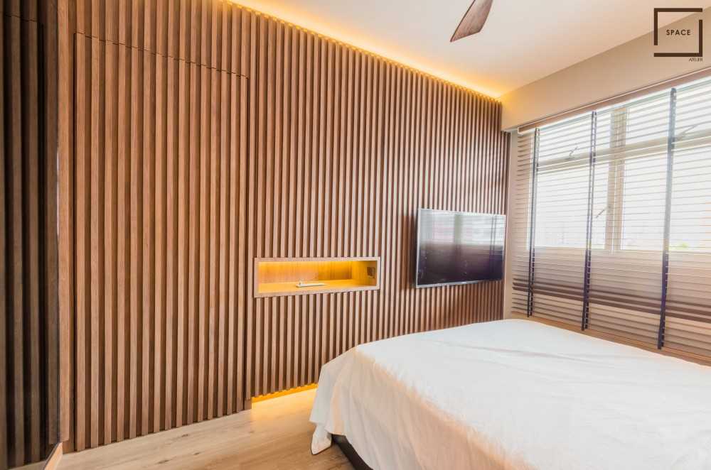 Contemporary Living Room with TV and Queen Bed