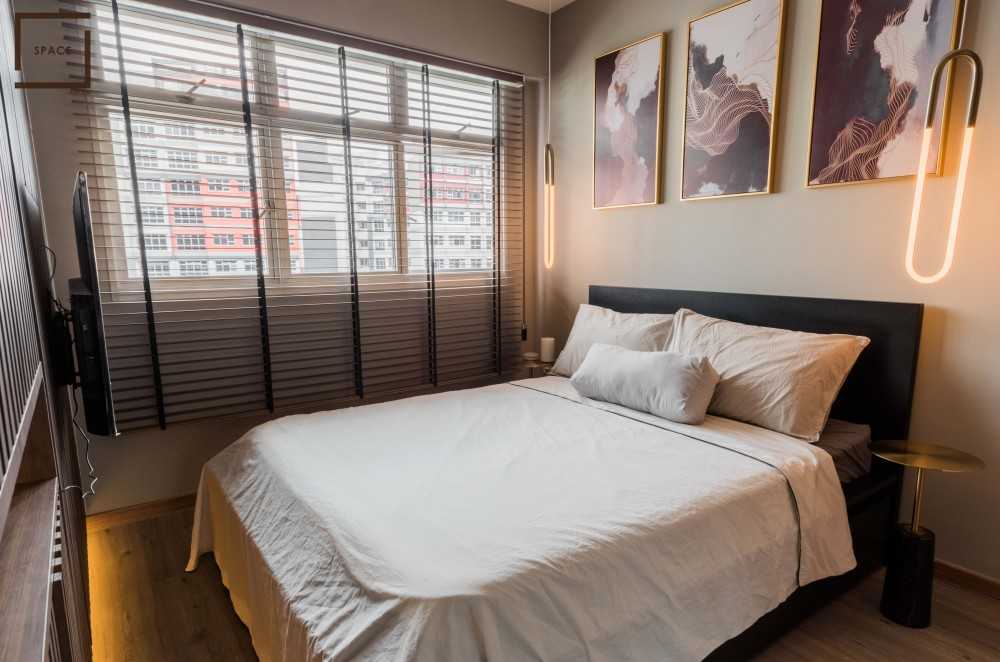 Contemporary Bedroom with Drop Light and Wardrobe