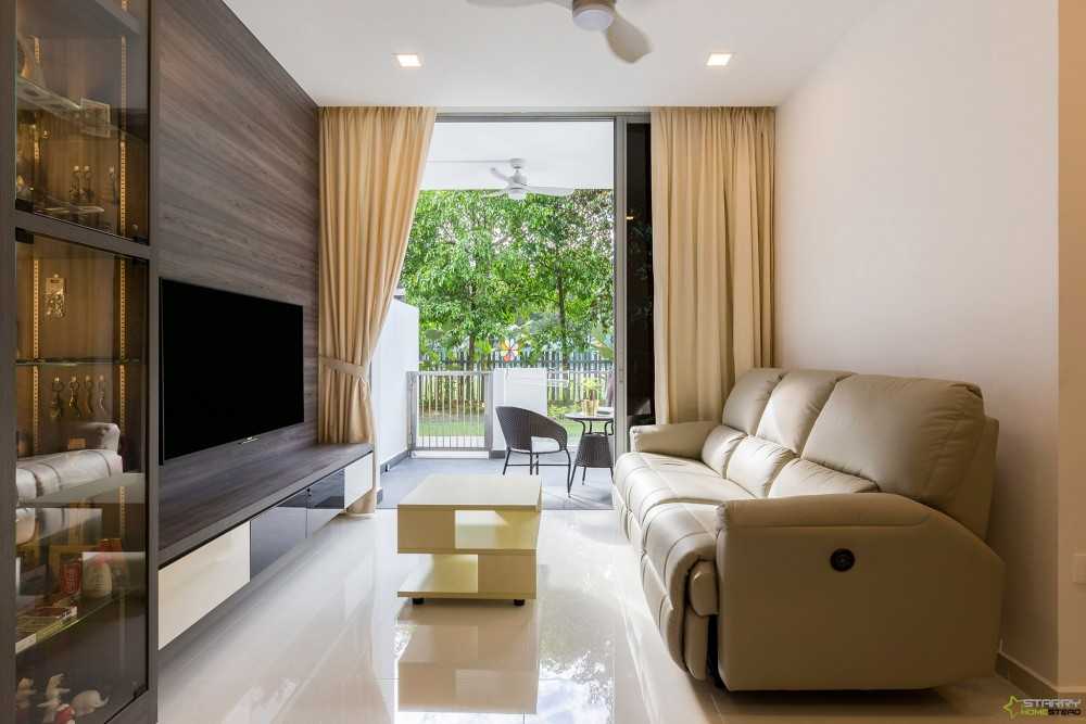 Scandinavian Living Room with TV Console and Sofa