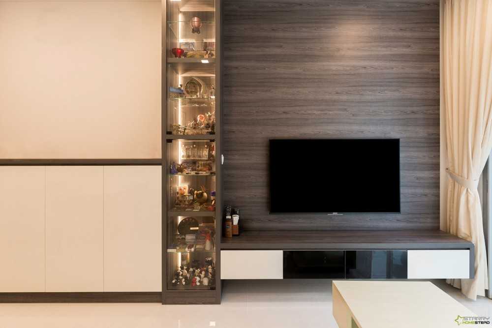 Scandinavian Living Room with TV Console and Feature Wall