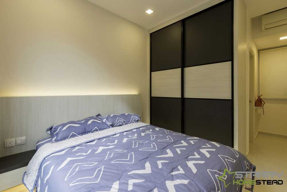 Scandinavian Bedroom with Wardrobe and Bedside Table