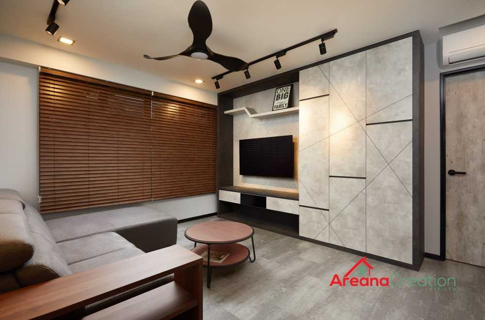 Modern Living Room with Wood Flooring and TV Console
