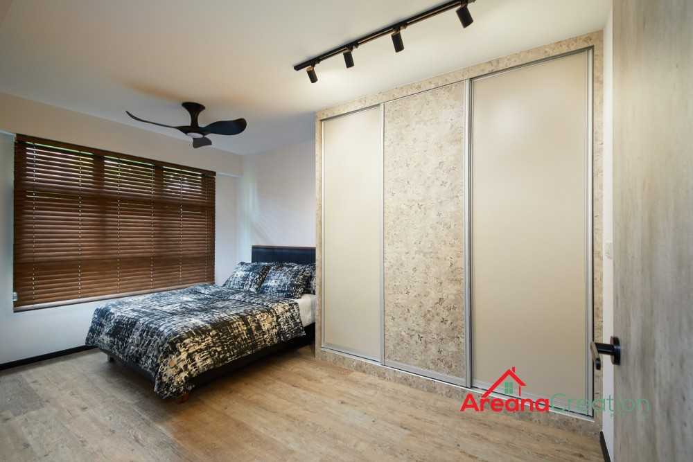 Modern Bedroom with Wood Flooring and Cove Lighting