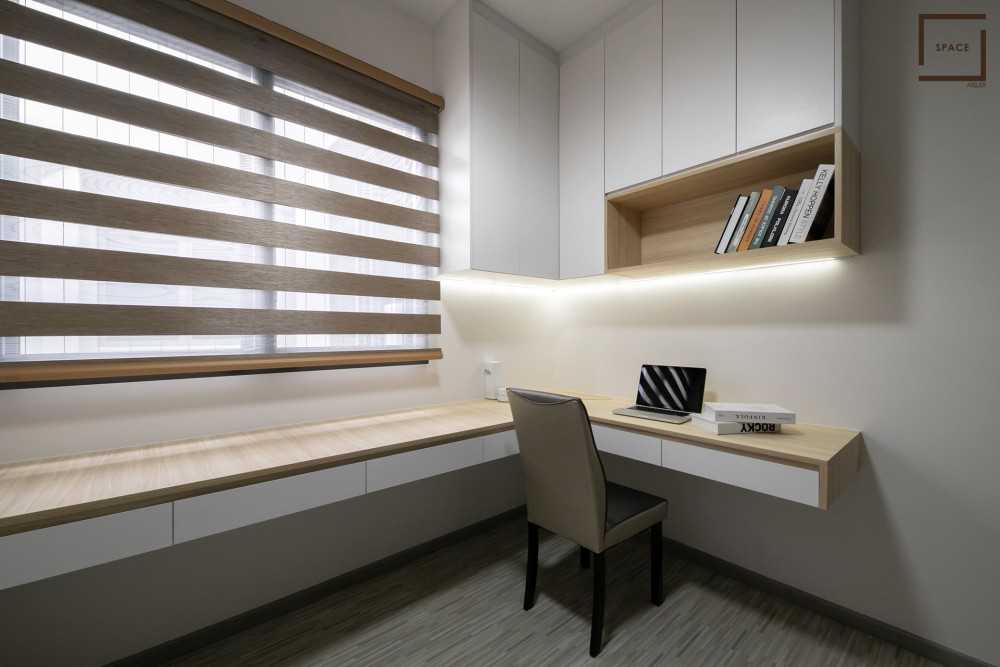 Scandinavian Home Office with Bookshelf and Desk