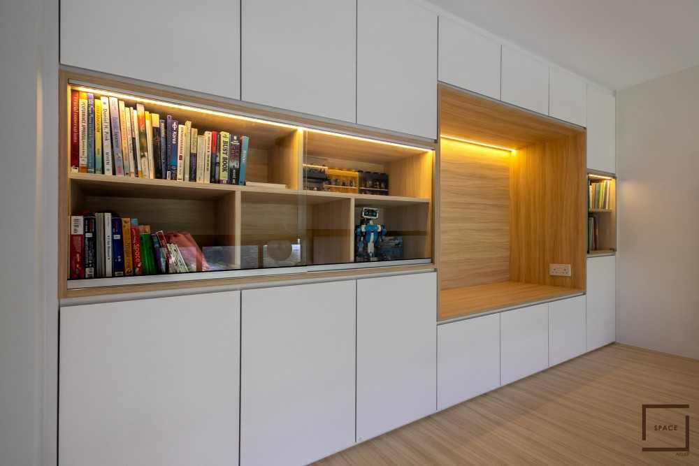 Scandinavian Home Office with Bookshelf and Bookcases