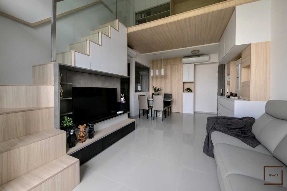 Scandinavian Living Room with TV Console and Drop Light
