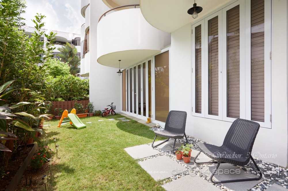 Scandinavian Balcony with Bay Window and Window Seat